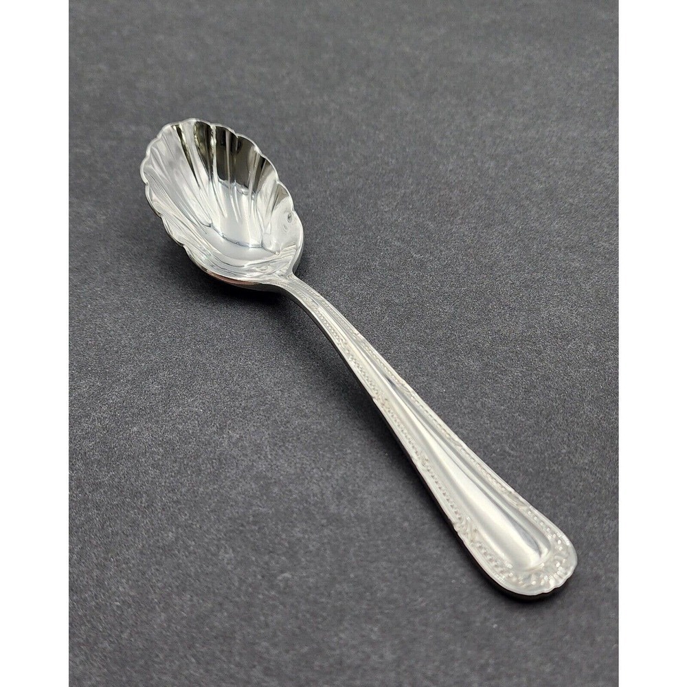 Waterford Russborough Stainless Serving Scalloped Spoon Sugar Spoon 18/10 - Picture 3 of 8